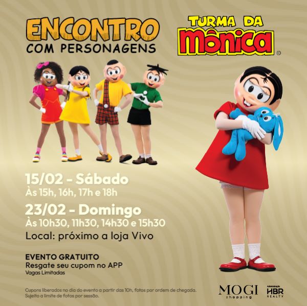 Campanha do Mogi Shopping com a Turma da Mônica tem sacolas e encontro com personagens