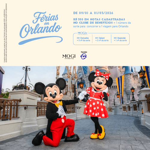 Férias no Mogi Shopping podem levar você e um acompanhante para Orlando