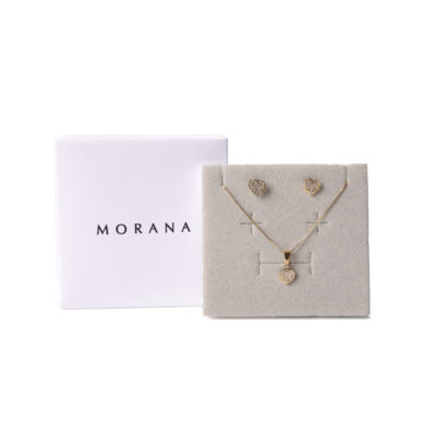 Conjunto Brinco e Colar Coração – Zircônia